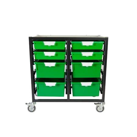 Storsystem Commercial Grade Mobile Bin Storage Cart with 8 Green High Impact Polystyrene Bins/Trays CE2101DG-4S4DPG